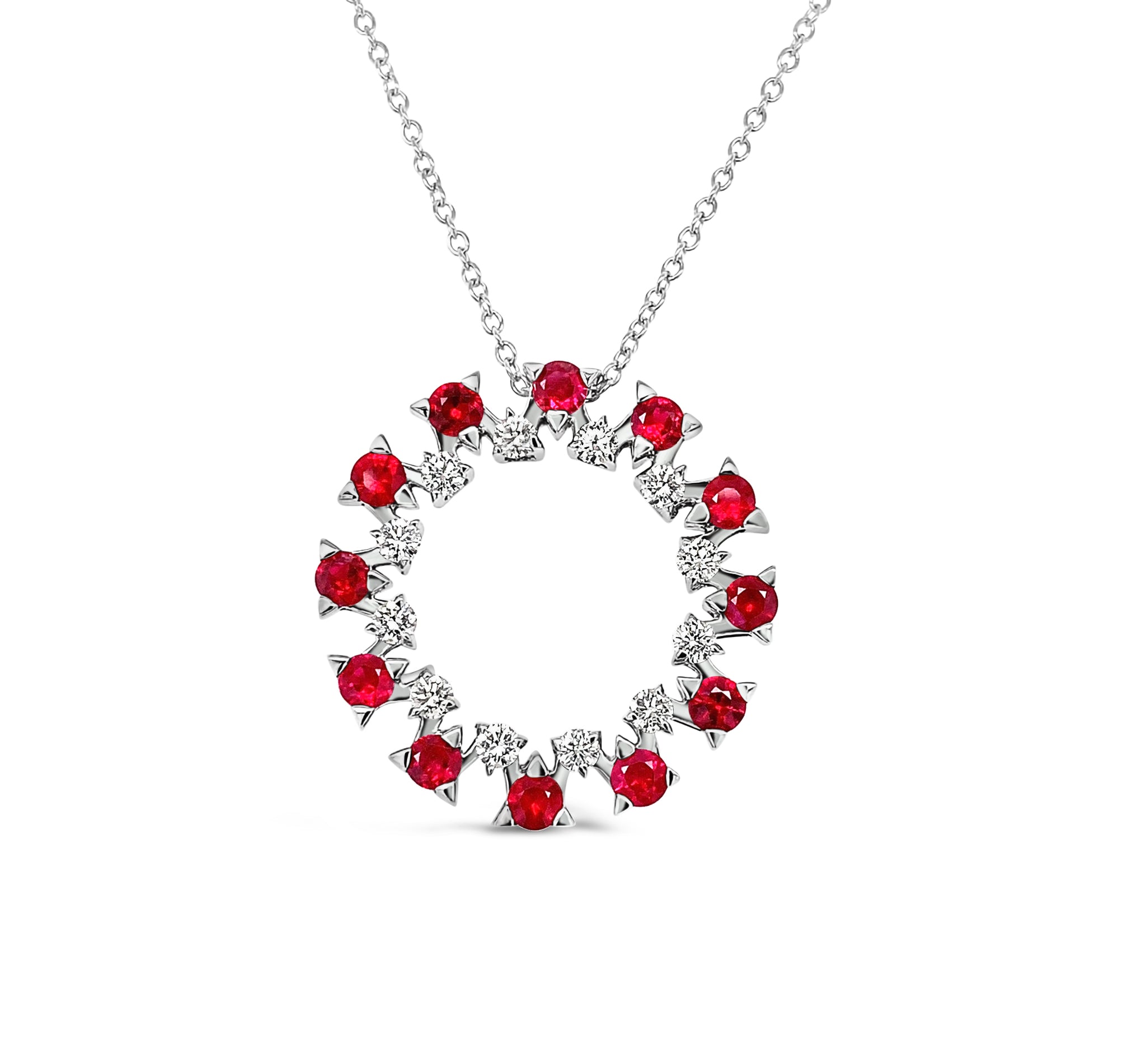 Coil Collection White Diamonds and Rubies Necklace