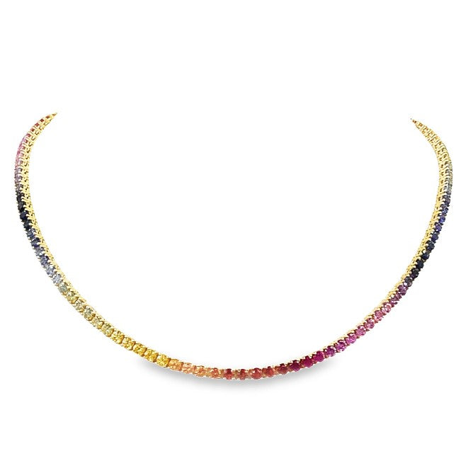 Rainbow Sapphires Tennis Necklace