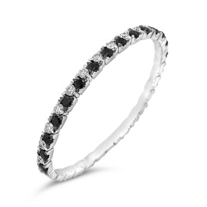 Coil Single Row Black and White Diamond Bracelet
