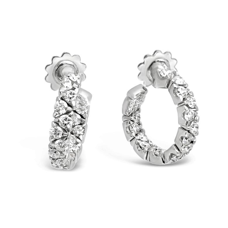 Natural Diamond Hinged Hoop Earrings 1/2 CTW Solid 14K Yellow White Ro–  Vintage Magnality