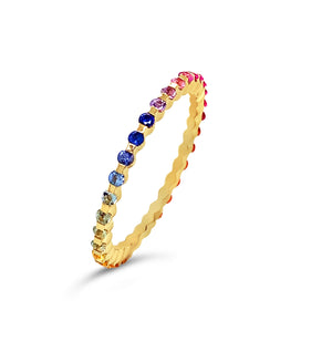 Multicolor Sapphires Thin Stackable Ring