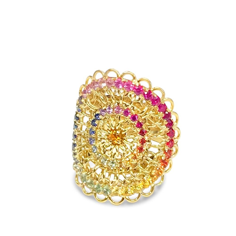 Ruby antique flower adjustable ring – House of Jhumkas